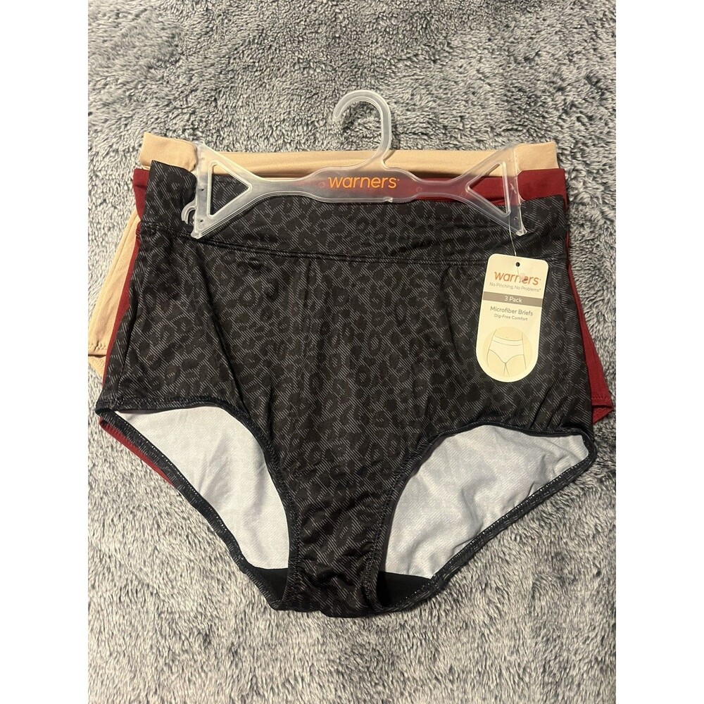 NWT Warners Dig-Free Comfort Microfiber High Waist Brief Underwear 3 Pack Medium